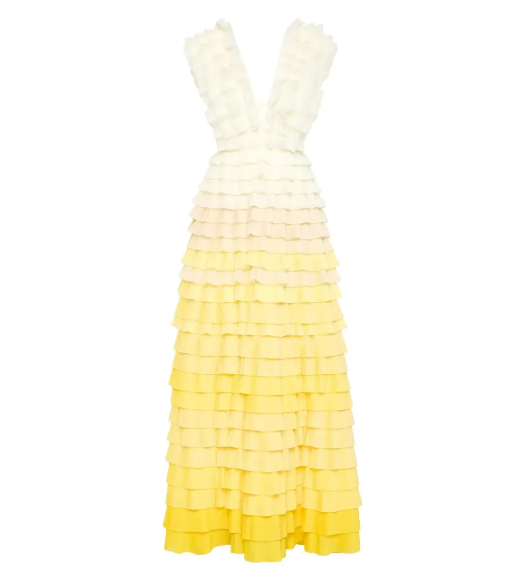 Aje Reflection Ombre Gown Ivory Acacia Yellow Maxi Size 10 for rent on The Volte - main image
