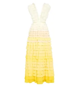 Aje Reflection Ombre Gown Ivory Acacia Yellow Maxi Size 10 for rent on The Volte - image 4