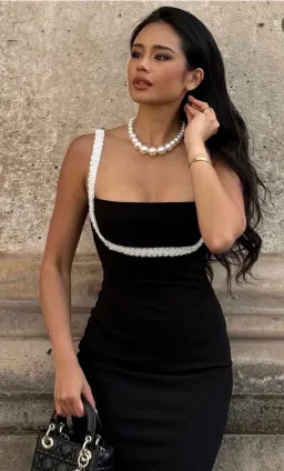 NOUVEAU MIDI Dress BLACK for rent on The Volte - image 1