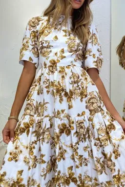 SHONA JOY BELLA LINEN SHORT SLEEVE MIDI DRESS FLORAL SIZE 8 / S for rent on The Volte - image 4