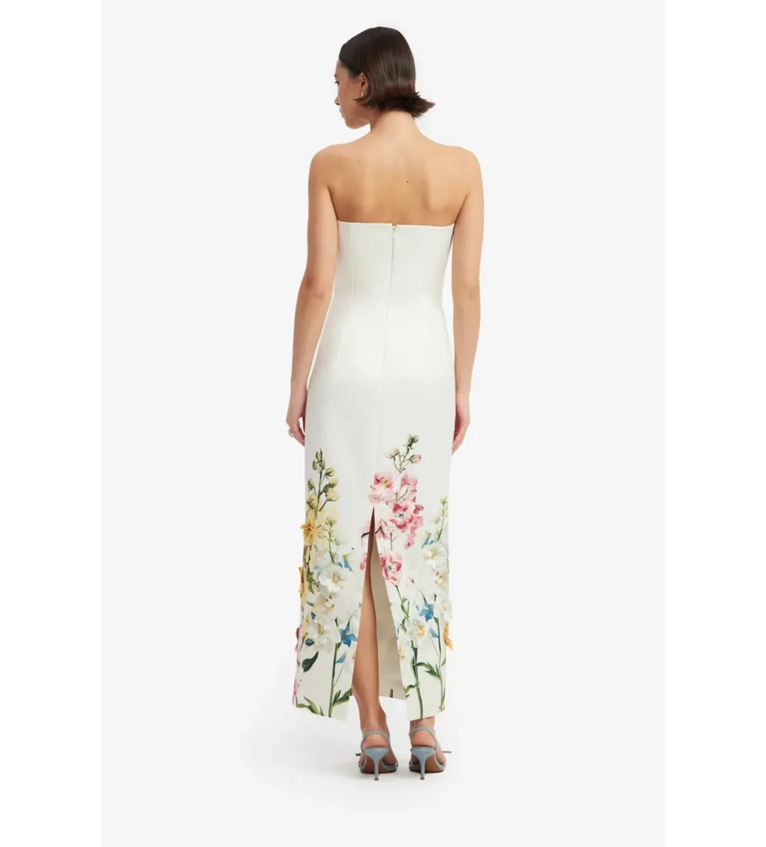 Leo Lin Rayna Embroidered Maxi Dress in Snapdragon Print Snow Size AU12 for rent on The Volte - main image