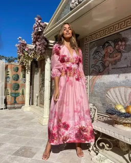 SHEIKE SWAN LAKE DRESS PINK FLORAL PRINT SIZE 10 for rent on The Volte - image 1
