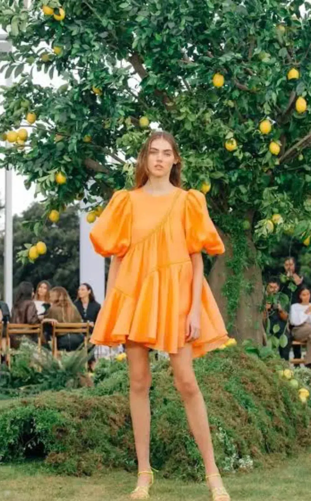 AJE Riviera Puffle Dress Orange for rent on The Volte - main image