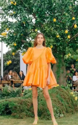 AJE Riviera Puffle Dress Orange for rent on The Volte - image 3
