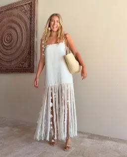 ZIMMERMANN Postcard Shell Fringe Linen Dress Size 1 for rent on The Volte - image 8