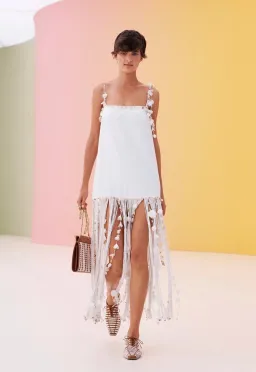 ZIMMERMANN Postcard Shell Fringe Linen Dress Size 1 for rent on The Volte - image 5