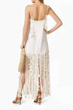 ZIMMERMANN Postcard Shell Fringe Linen Dress Size 1 for rent on The Volte - image 3