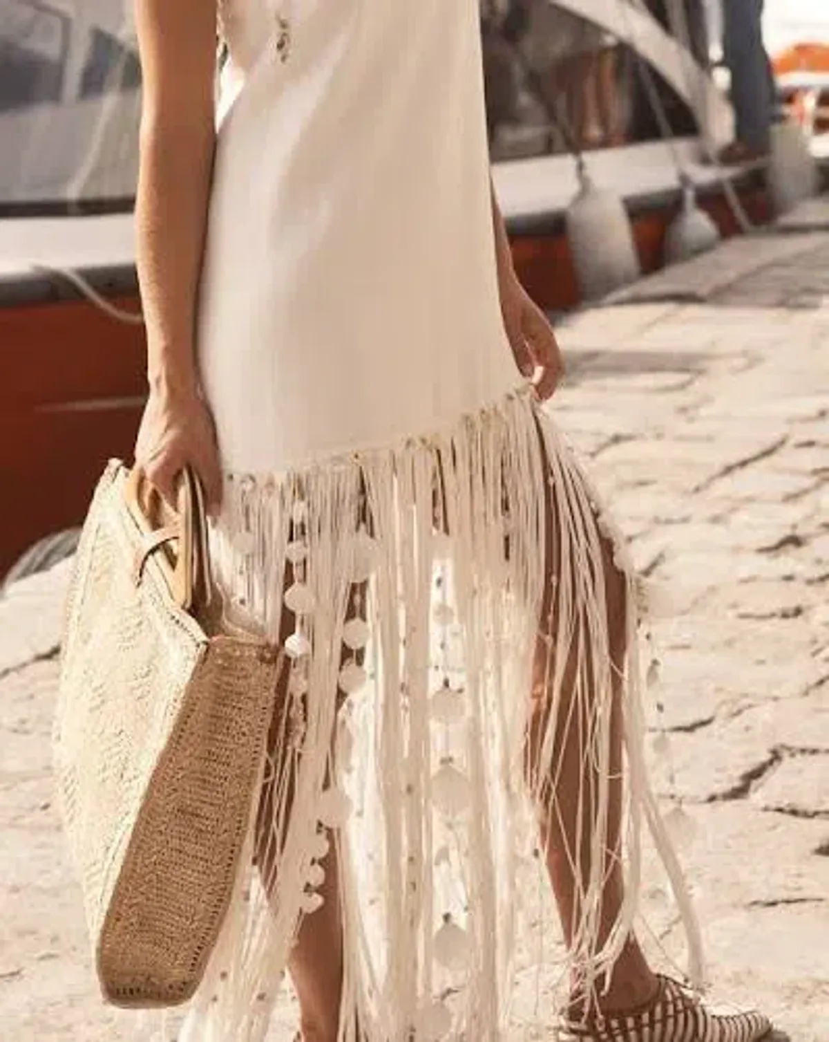 ZIMMERMANN Postcard Shell Fringe Linen Dress Size 1 - Image 7