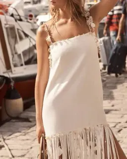 ZIMMERMANN Postcard Shell Fringe Linen Dress Size 1 for rent on The Volte - image 6