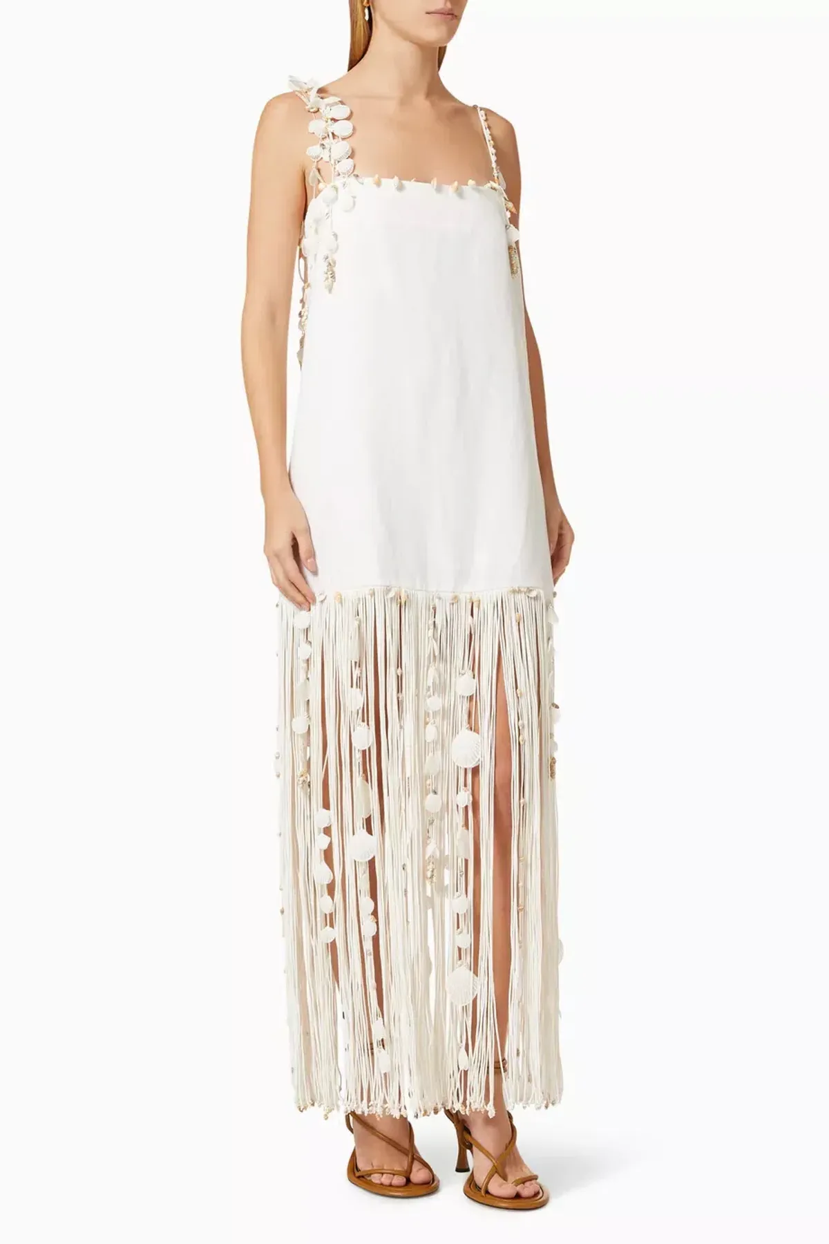 ZIMMERMANN Postcard Shell Fringe Linen Dress Size 1 - Image 2