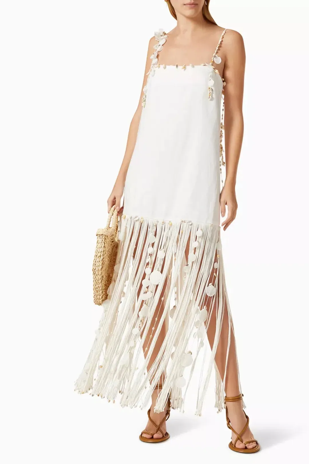ZIMMERMANN Postcard Shell Fringe Linen Dress Size 1 for rent on The Volte - main image