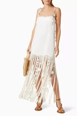 ZIMMERMANN Postcard Shell Fringe Linen Dress Size 1 for rent on The Volte - image 1