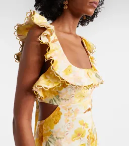 ZIMMERMANN Como floral ruffled linen midi dress Size 1/ AU 8-10 for rent on The Volte - image 3