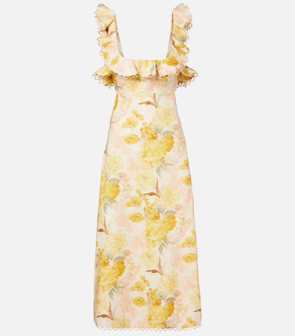 ZIMMERMANN Como floral ruffled linen midi dress Size 1/ AU 8-10 - Image 5