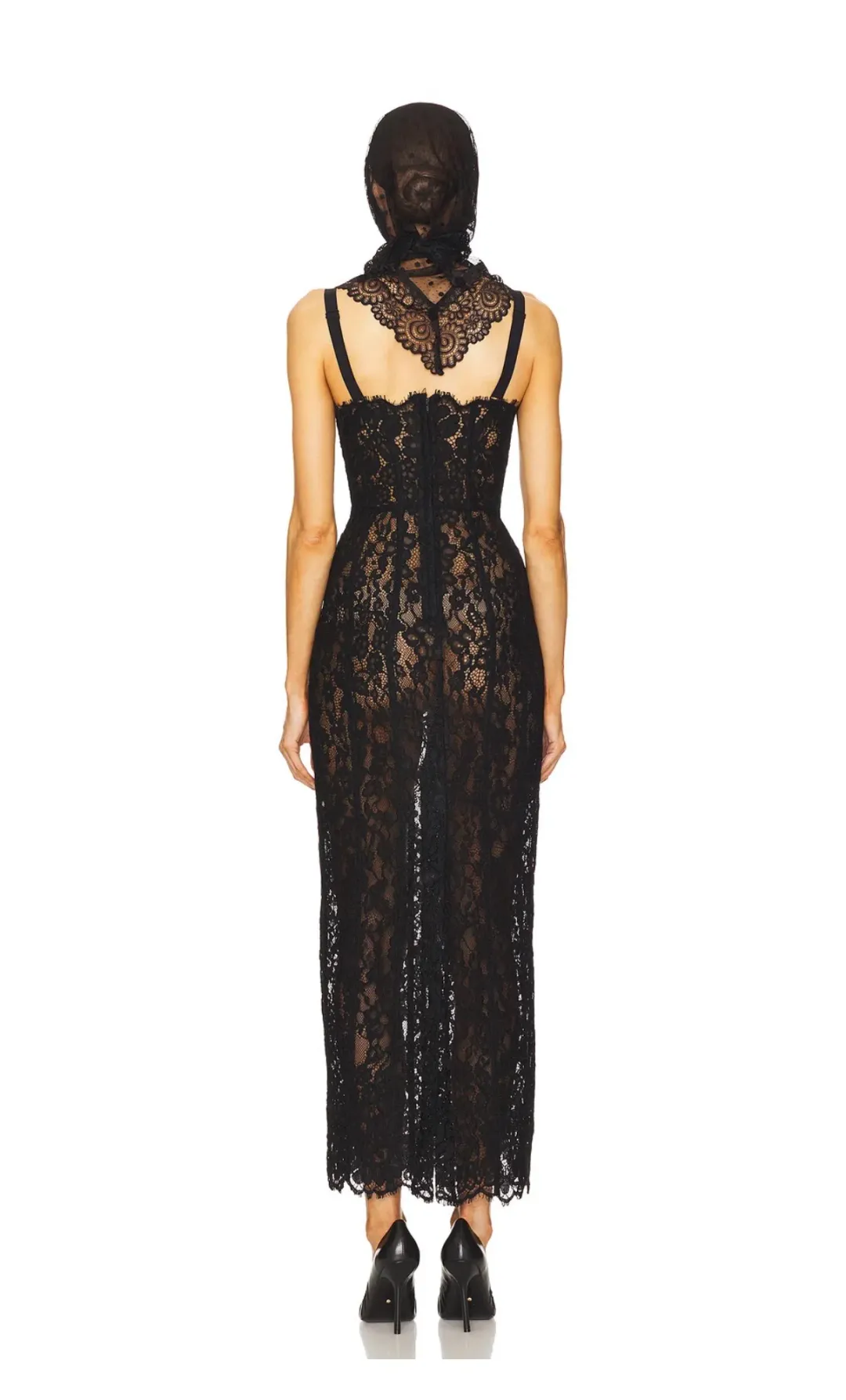 Helsa The Lace Column Dress – Black Size S / 8AU for rent on The Volte - main image