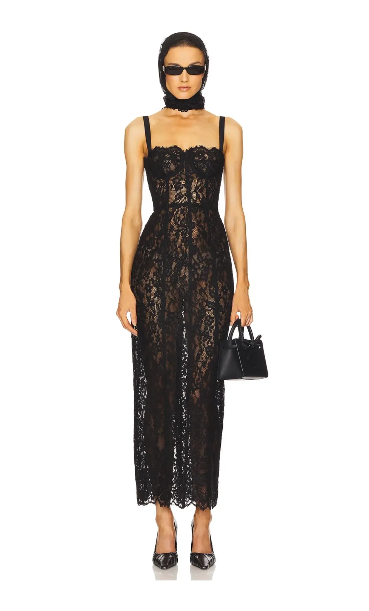 Helsa The Lace Column Dress – Black Size S / 8AU - Image 5