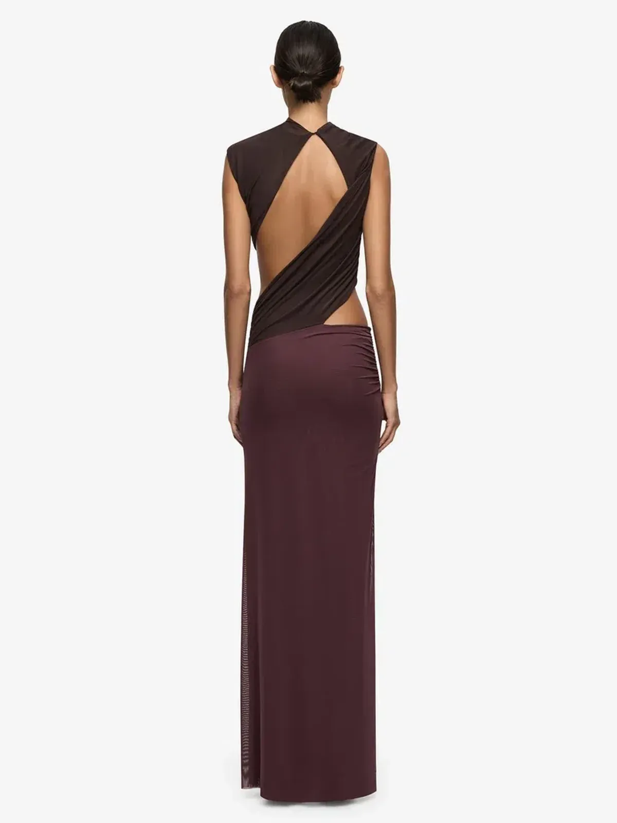 Bec & Bridge Conni Asym Midi Dress Aubergine Dark Chocolate - Image 2
