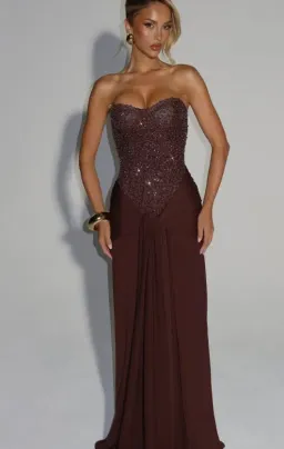 BABYBOO CARINA MAXI DRESS PLUM BROWN Size 8 for rent on The Volte - image 1