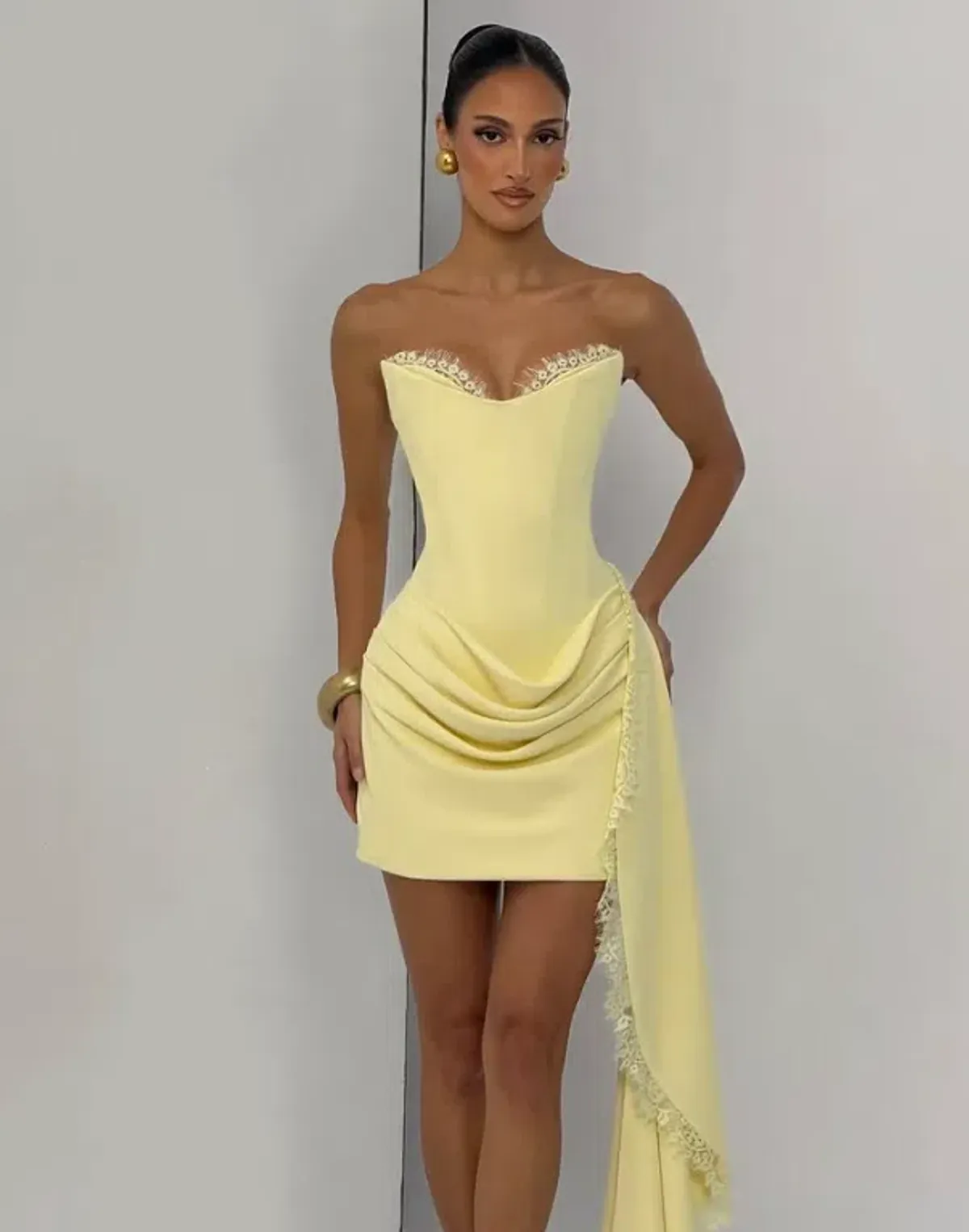 BABYBOO AVELINA MINI DRESS LEMON Size 8 - Image 1