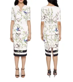 TED BAKER Everely Highgrove Hummingbird Branch Blossom Midi Dress sz 2 uk 10 Au for rent on The Volte - image 6