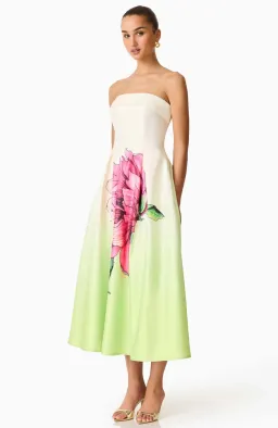 Elliatt Elisia Strapless Gown Green & Pink Floral AU 8 / S for rent on The Volte - image 2