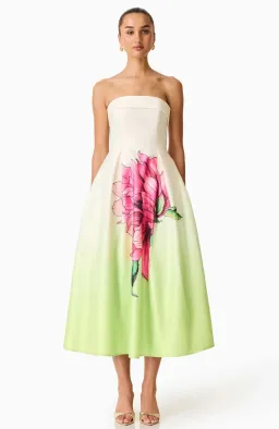 Elliatt Elisia Strapless Gown Green & Pink Floral AU 8 / S for rent on The Volte - image 1