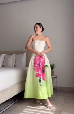 Elliatt Elisia Strapless Gown Green & Pink Floral AU 8 / S for rent on The Volte - image 6