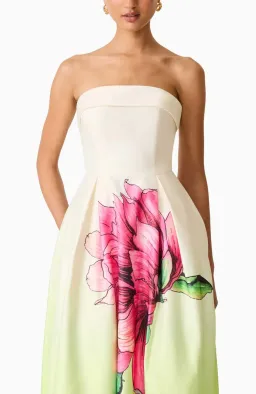 Elliatt Elisia Strapless Gown Green & Pink Floral AU 8 / S for rent on The Volte - image 4