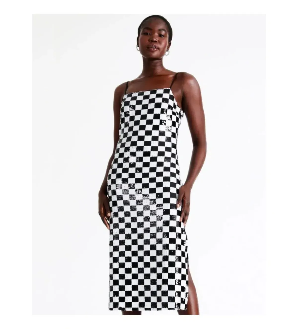 Wayne Cooper Sequin Checkerboard Midi Dress – Size 14 Y2K for rent on The Volte - main image