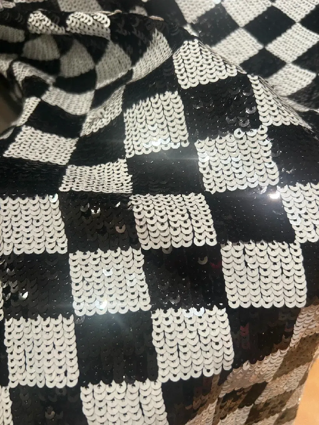 Wayne Cooper Sequin Checkerboard Midi Dress – Size 14 Y2K for rent on The Volte - main image