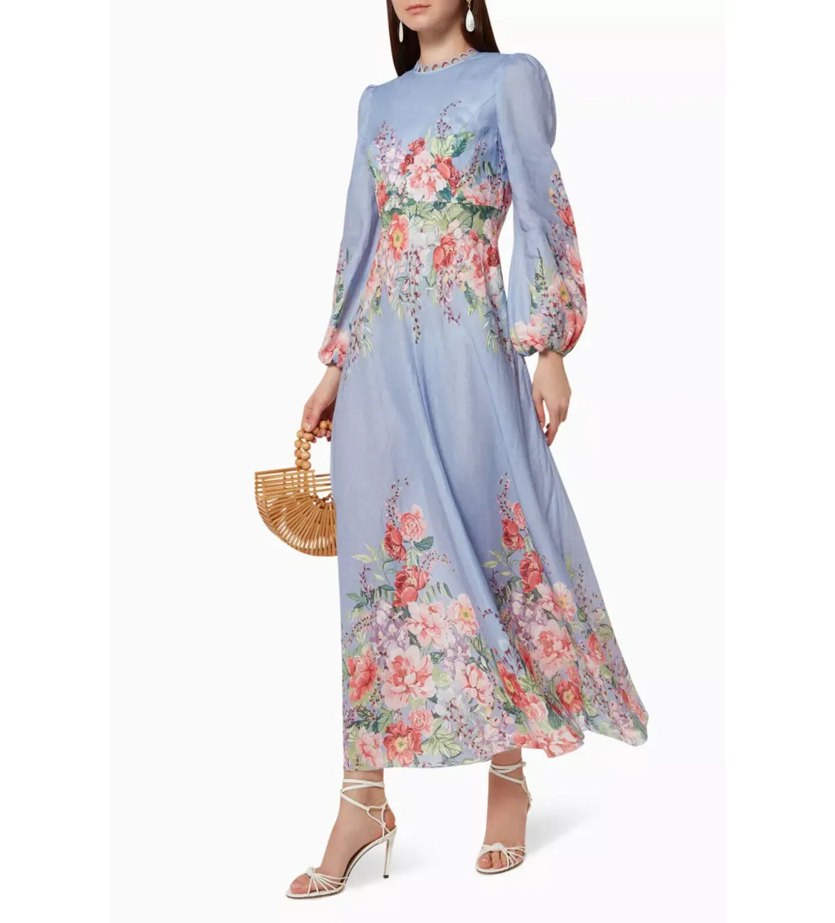 Zimmermann Bellitude Floral Long Dress in Cornflower Floral Size 1/AU10 - Image 3