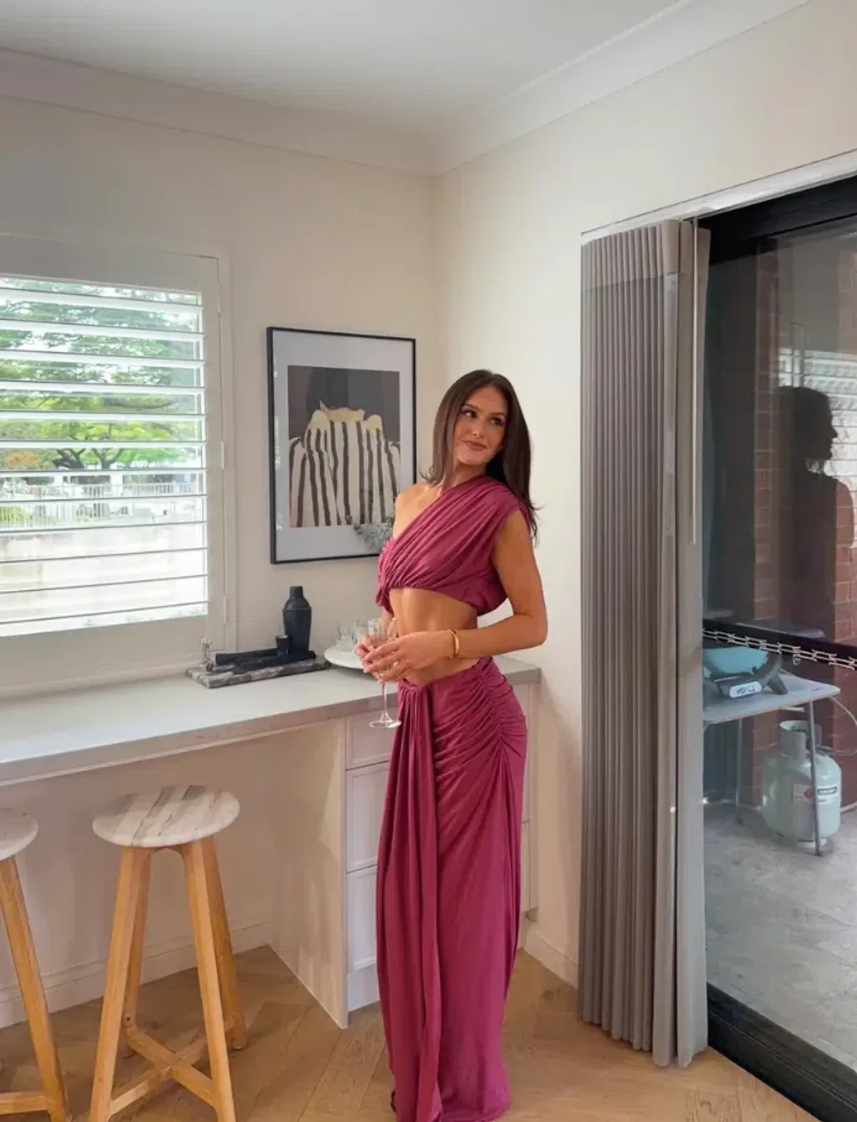 Benni Celia Top & Skirt Set in Rose Wine Size AU 8/S - Image 2