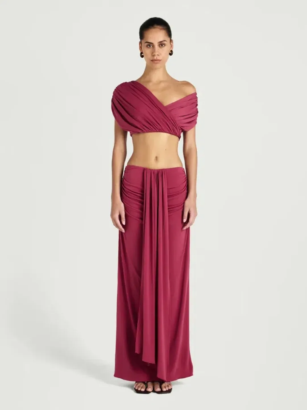 Benni Celia Top & Skirt Set in Rose Wine Size AU 8/S for rent on The Volte - main image
