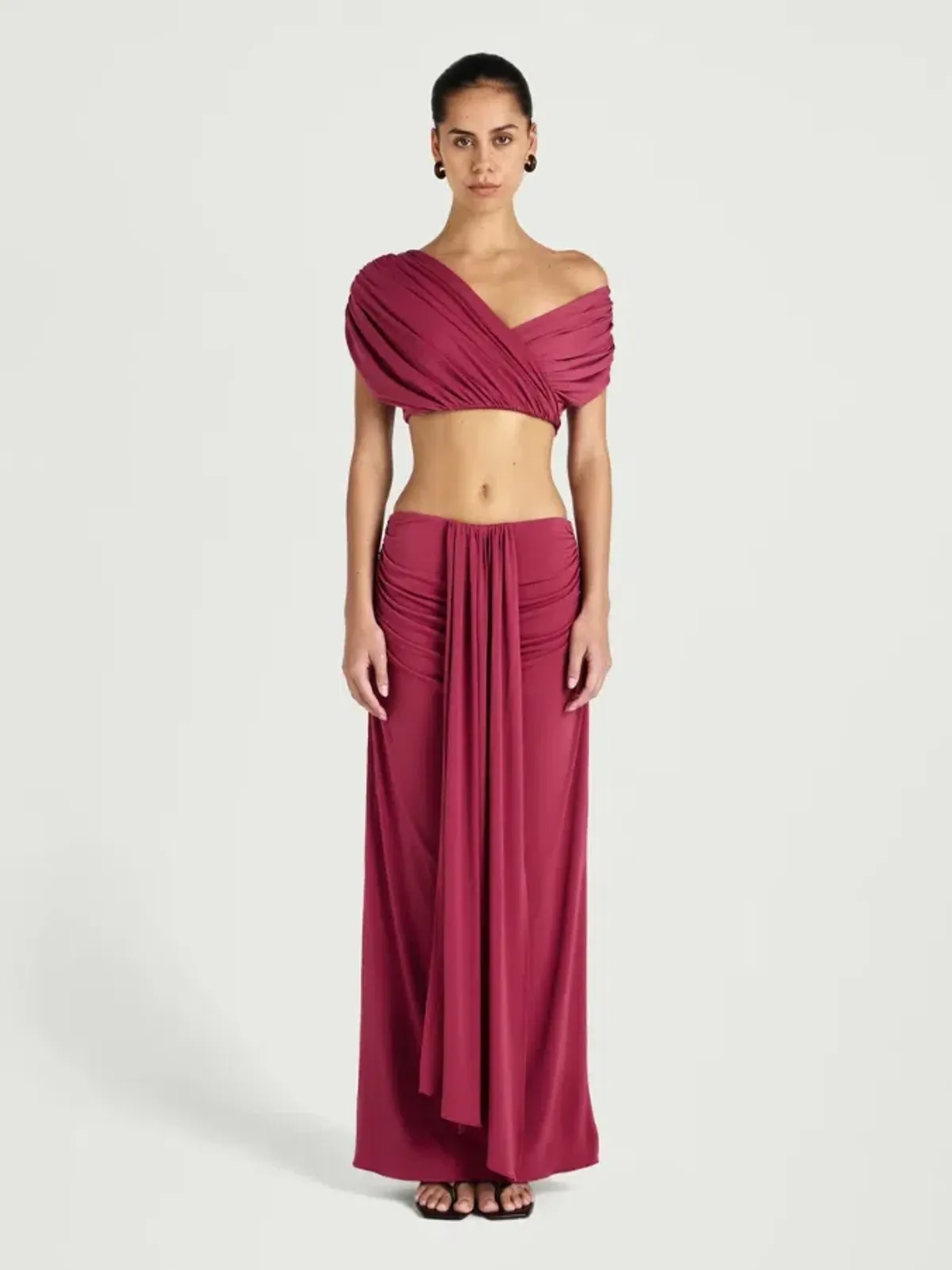 Benni Celia Top & Skirt Set in Rose Wine Size AU 8/S - Image 3