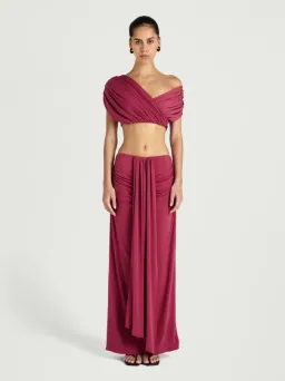Benni Celia Top & Skirt Set in Rose Wine Size AU 8/S for rent on The Volte - image 3