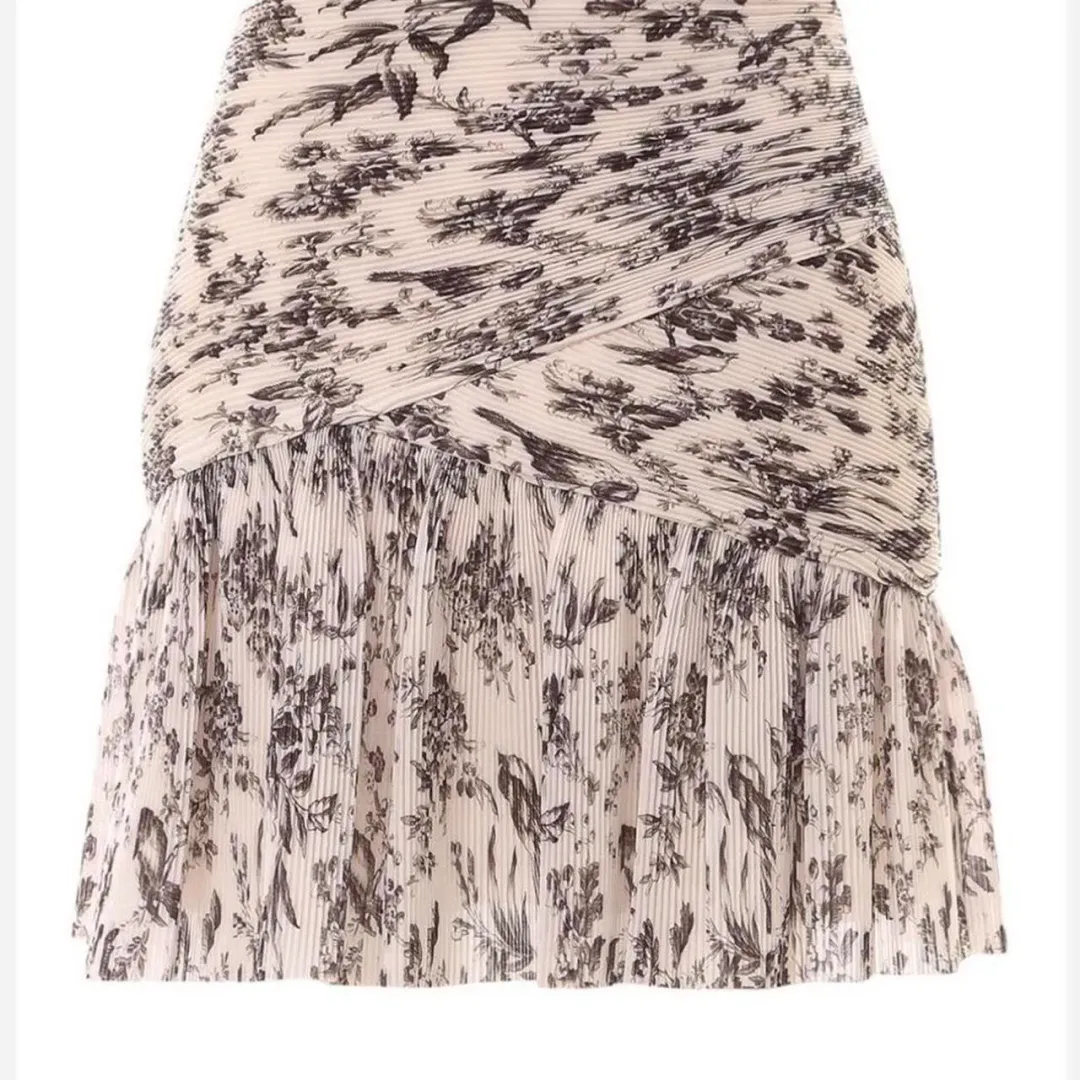 Zimmermann Pleated Mini Skirt Bird Toile Print size 14 for rent on The Volte - main image