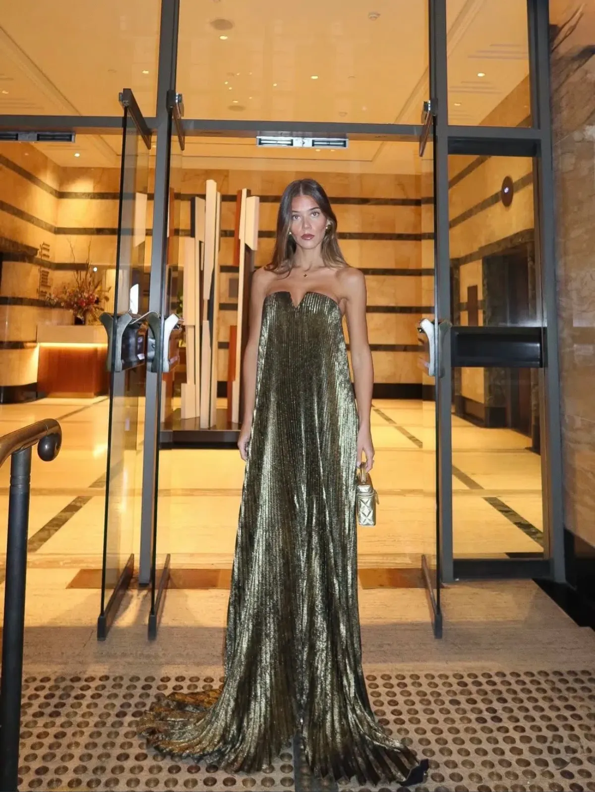 BLACK TIE GOWN- GOLD FOIL- SIZE 6 - Image 2
