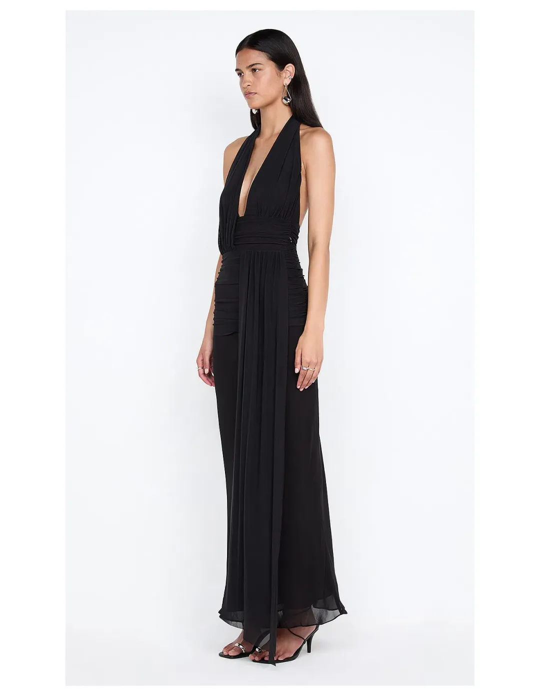 Bec and Bridge Cassis Drape Maxi Dress in Black Size 8 for rent on The Volte - main image