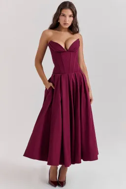 House of CB Lady Wine Strapless Midi Dress Size M for rent on The Volte - image 2