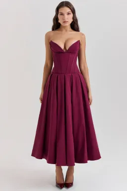 House of CB Lady Wine Strapless Midi Dress Size M for rent on The Volte - image 1
