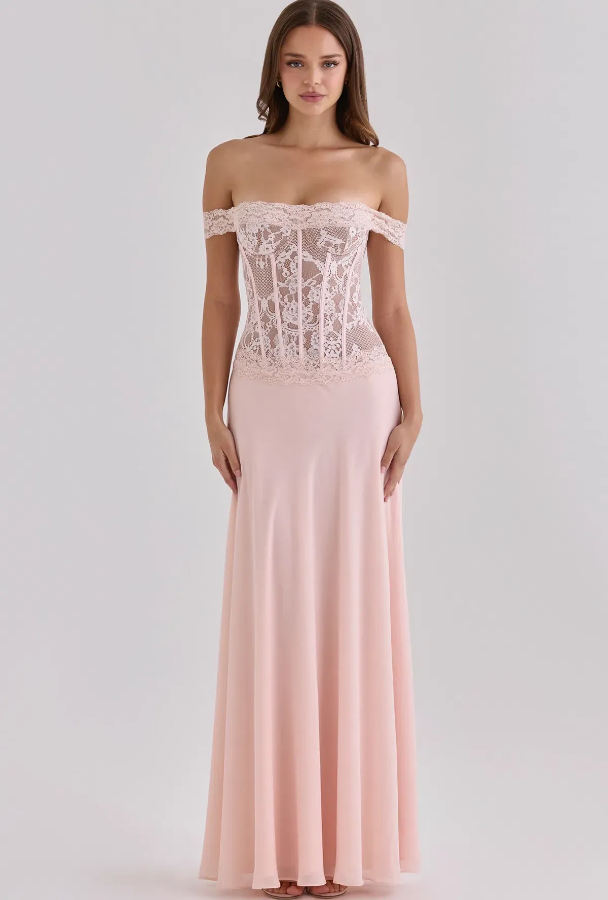 House Of CB Nerina Pink Lace + Georgette Corset Maxi Dress In size XS AU 6 - 8 - Image 1