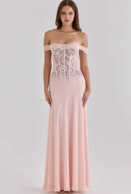 House Of CB Nerina Pink Lace + Georgette Corset Maxi Dress In size XS AU 6 - 8 for rent on The Volte - image 1