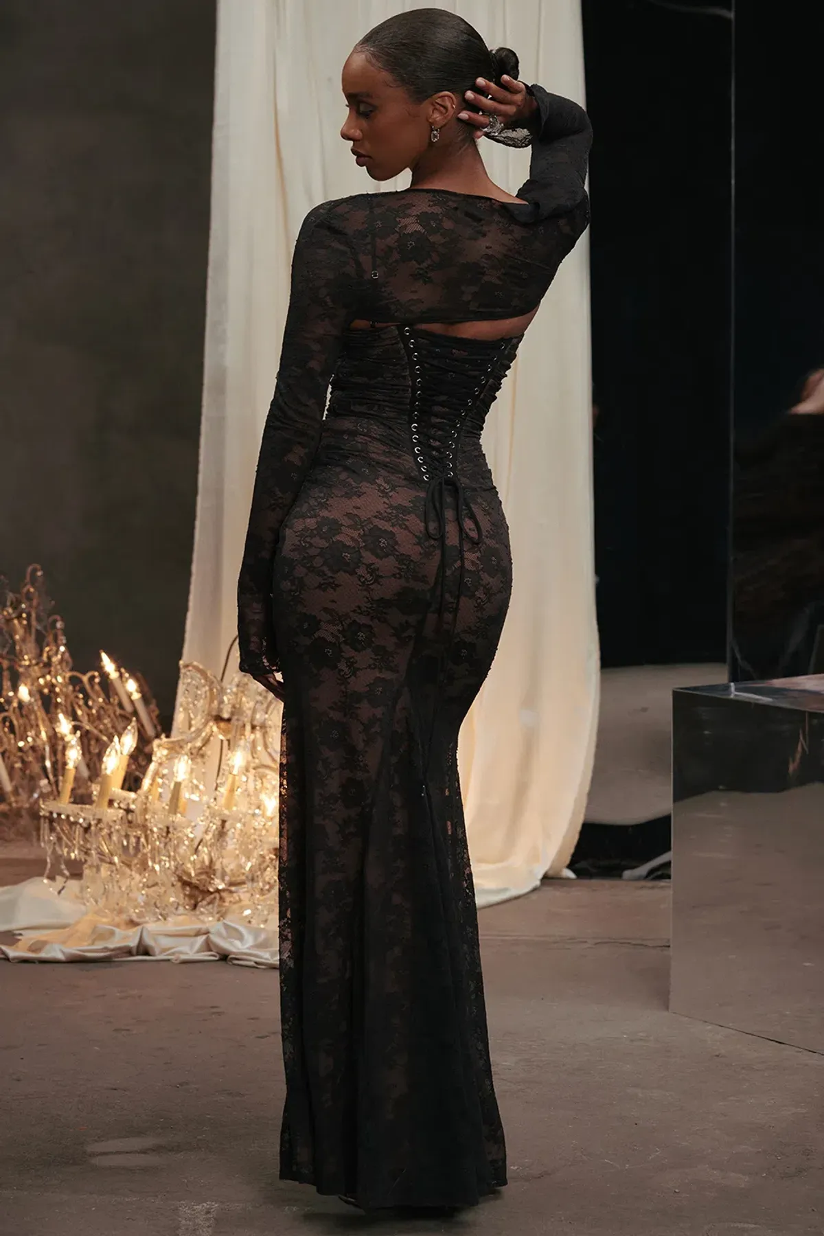 ARTEMIS Black Lace Maxi Dress House of CB size S - Image 2