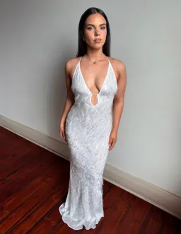 Misha Sapphire Sequin Dress Ivory (Size 6) for rent on The Volte - image 1