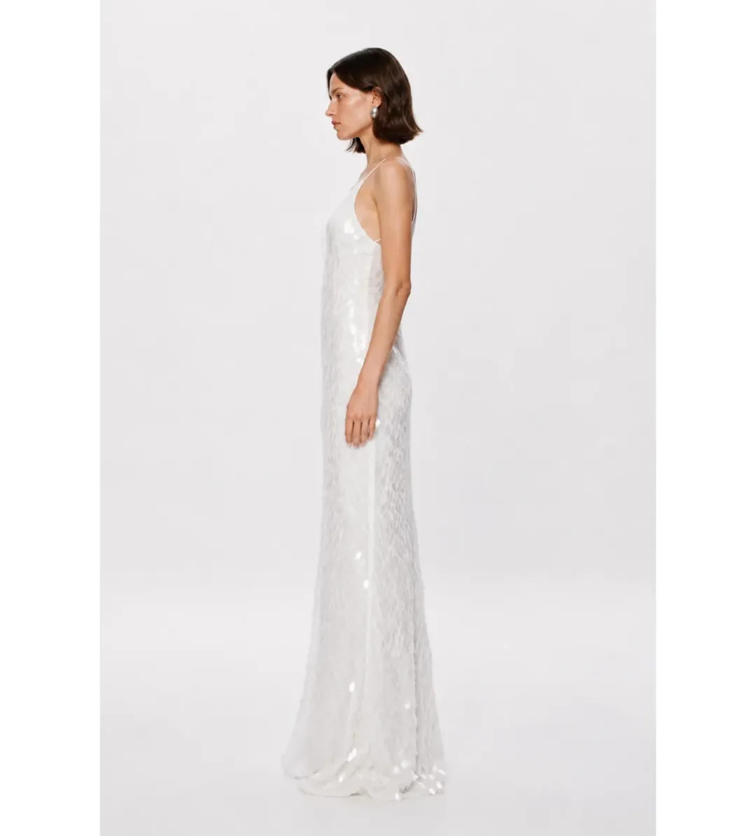 Misha Sapphire Sequin Maxi Dress Ivory Size 10 for rent on The Volte - main image