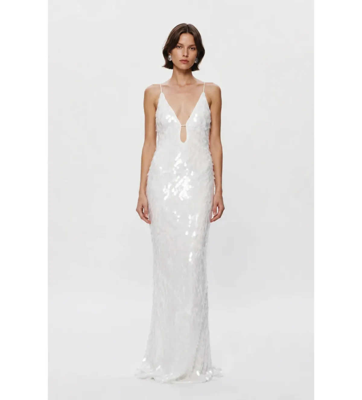 Misha Sapphire Sequin Maxi Dress Ivory Size 10 - Image 1