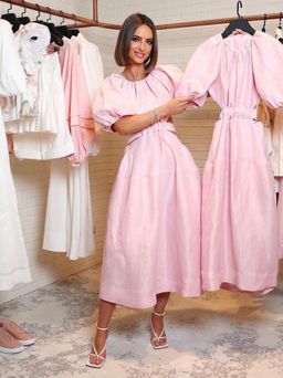 Aje Mimosa Cut Out Midi Dress Pink Size 6 for rent on The Volte - image 2