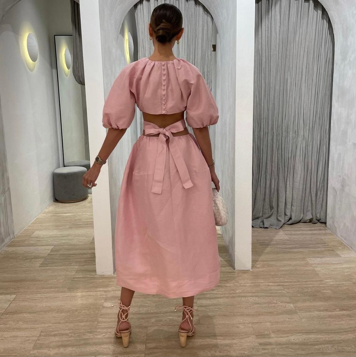 Aje Mimosa Cut Out Midi Dress Pink Size 6 - Image 6