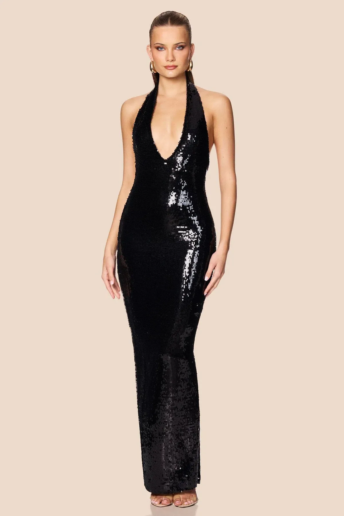 Nookie Siren Maxi Gown in Black Sequin Size M / AU 10 - Image 1