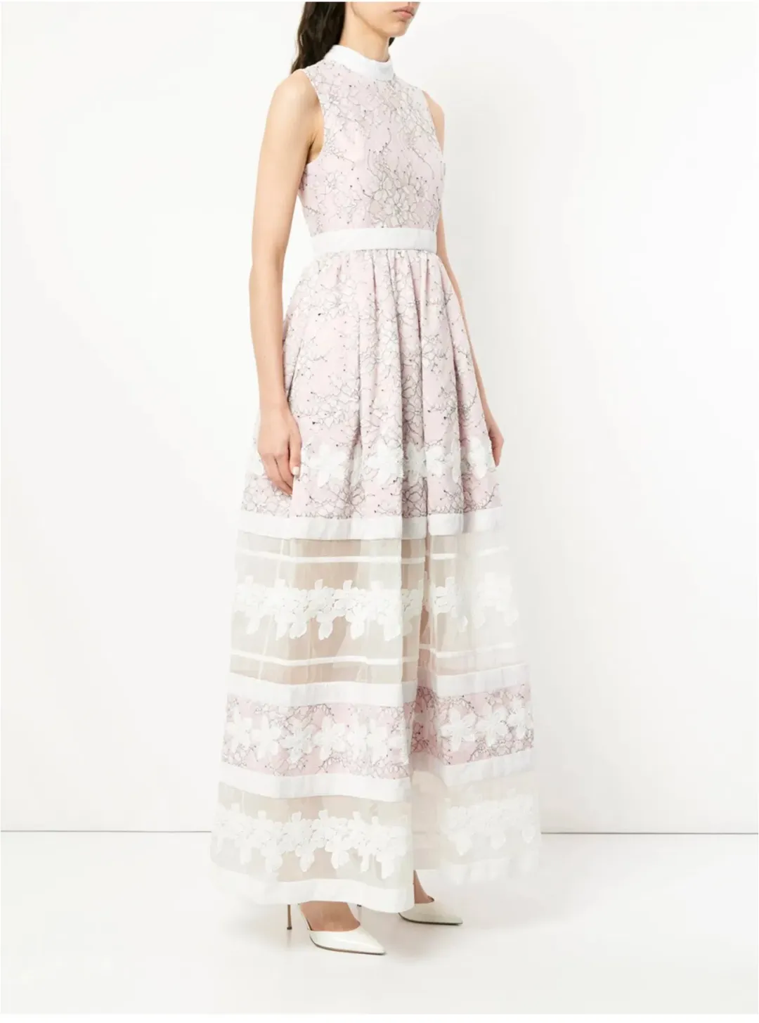 Huishan Zhang Beau Lace Panel Dress - size 10 for rent on The Volte - main image